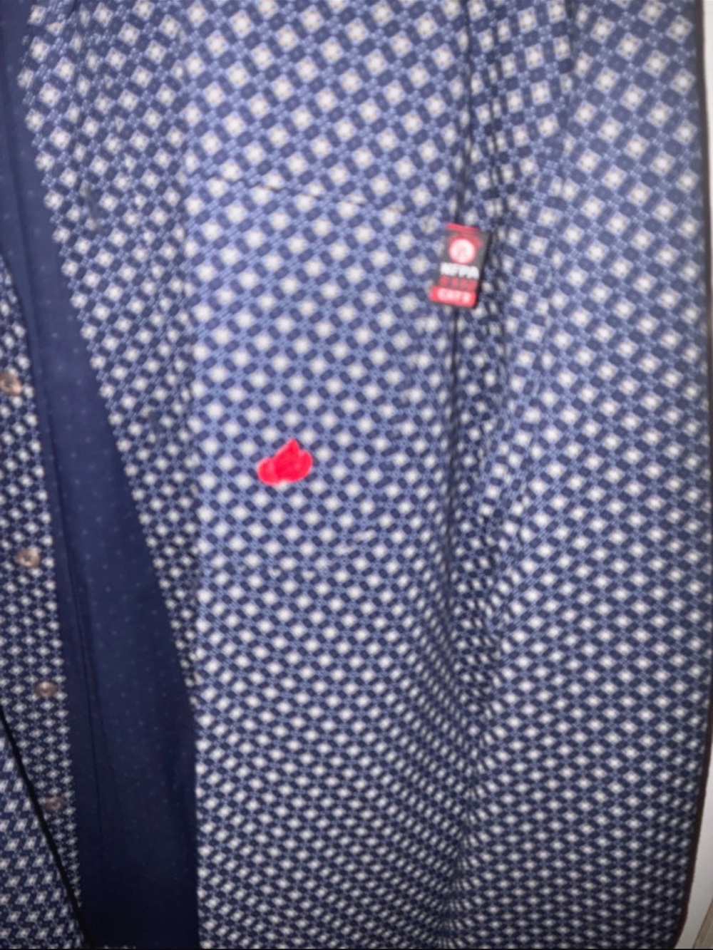 Men's Navy Patterned Button-Up Jacket - Picture 2 of 4
